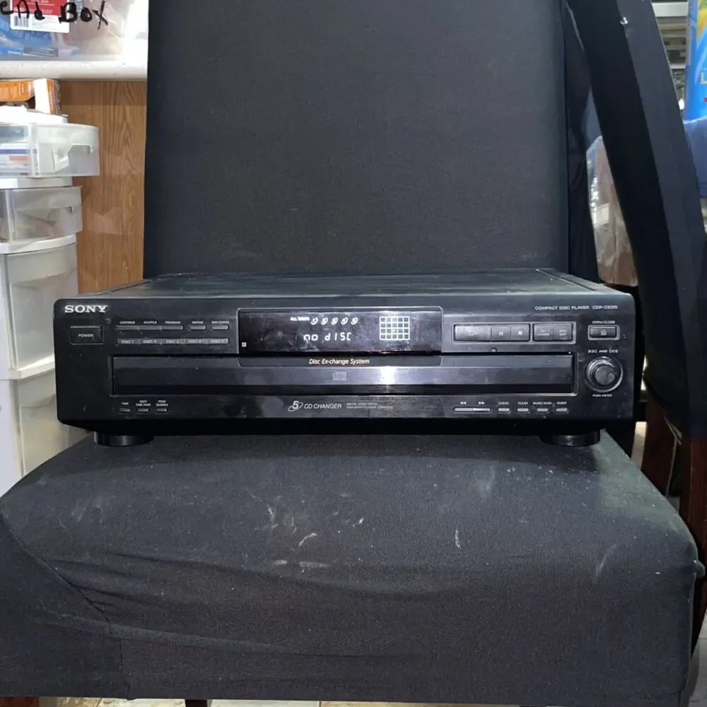 Vintage Sony CDP-CE215 5-Disc Carousel CD Changer Player Power Tested Black